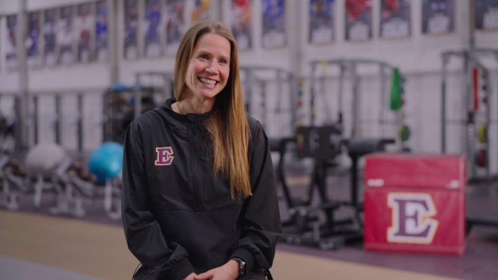 Edge School athletic director interview in the high-performance training facility
